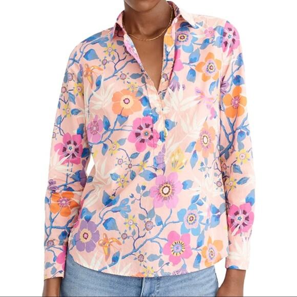 J. Crew Liberty London Floral Classic Popover Shirt Pavilion Pink Multi Blouse - Picture 5 of 11